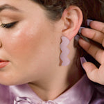 pastel purple authentic leather earrings in a funky zig zag shape