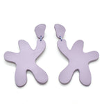 modern look leather earrings in lavender authentic leather.