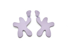 modern look leather earrings in lavender authentic leather.