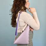 lavender leather crossbody purse