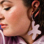 soft pastel matte lavender leather oversized star shape earrings