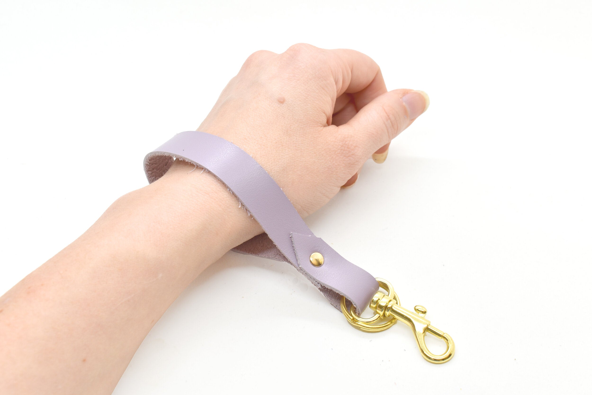 pastel lavender keychain wristlet loop with gold hardware 90s style