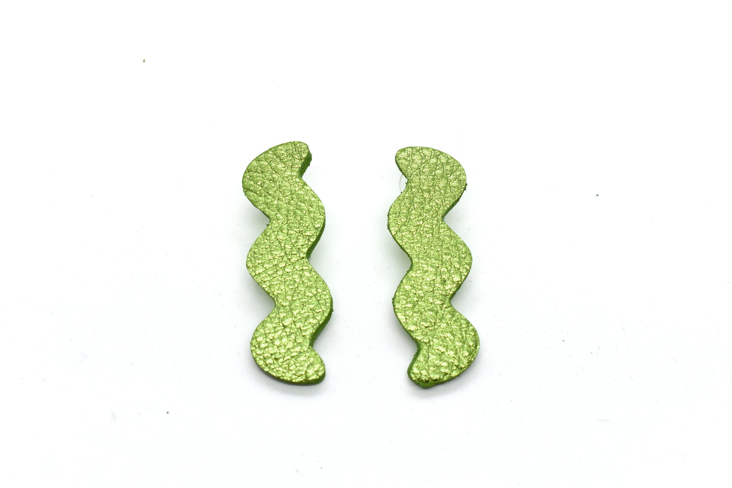 Metallic Lime Green Zigzag Statement stud post Earrings