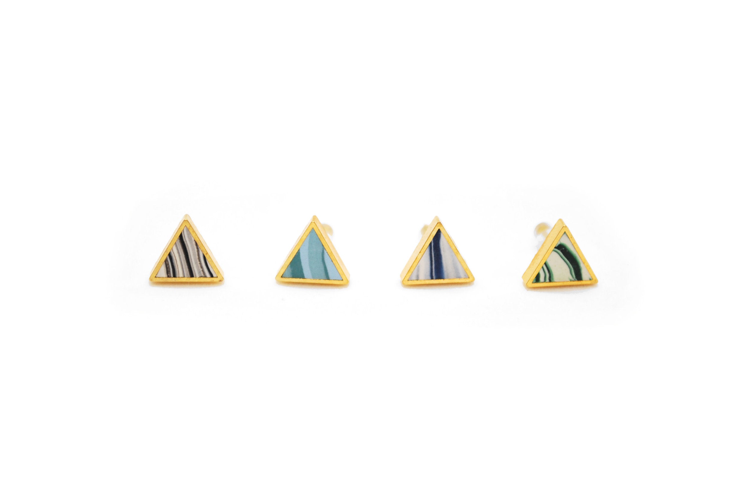 Colorful Simple Stud Earrings, Geometric Shapes in Marble Multi Colors