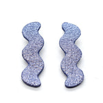 Metallic Purple Zigzag Statement Earrings, Leather Matisse Earrings in Metallic Purple