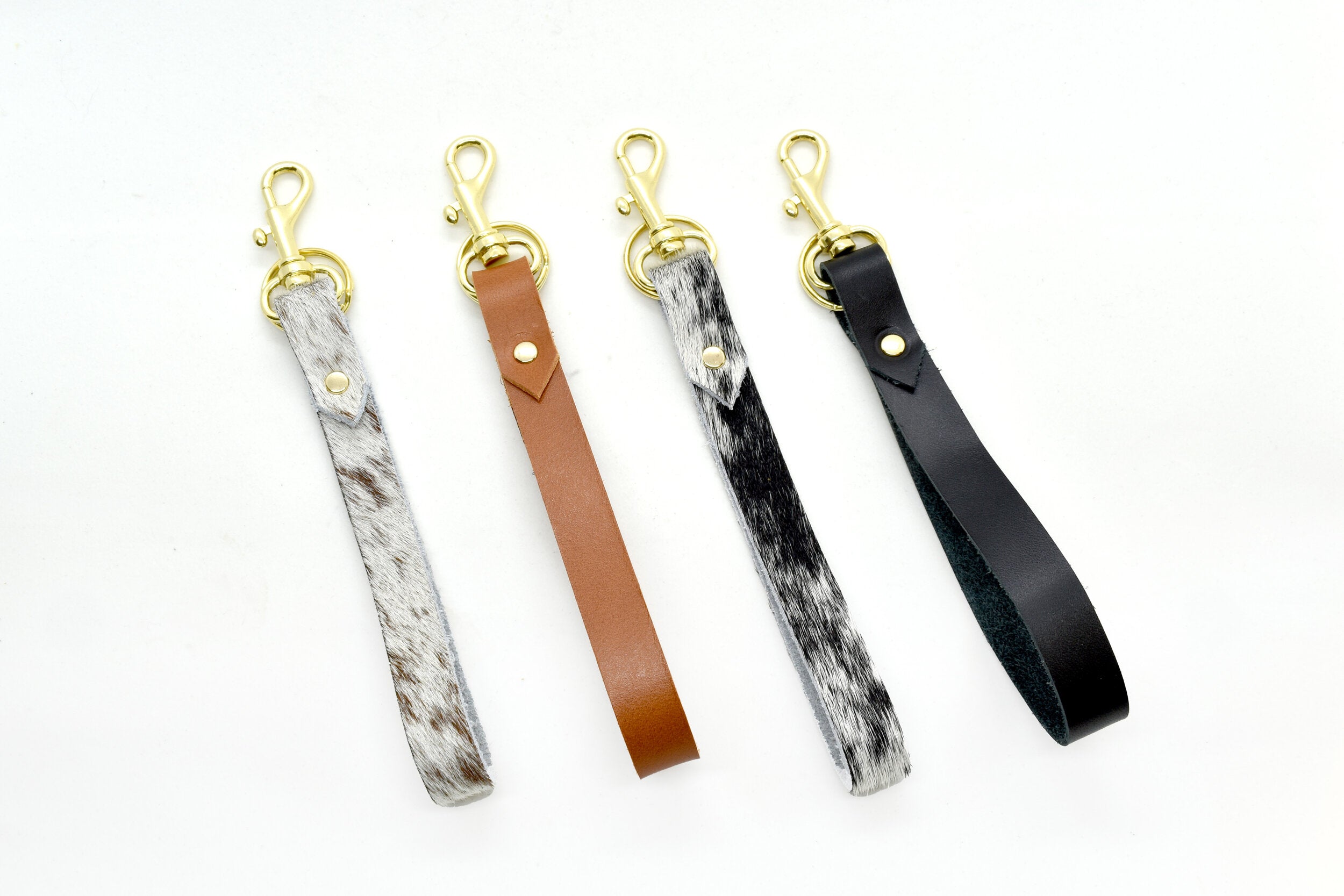 wrist strap loop key chains in colorful authentic leather