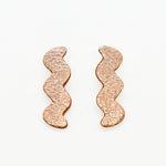 rose gold metallic leather zigzag statement earrings