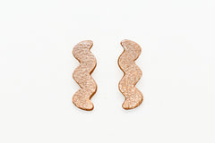 rose gold metallic leather zigzag statement earrings