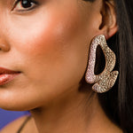 rose gold round leather earrings matisse statement earrings mid mod jewelry disco style